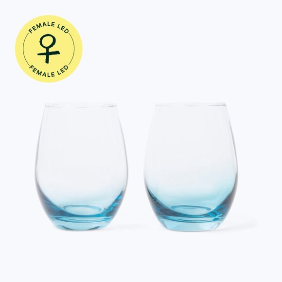 Ombre Stemless Glasses Sky Blue (Set of 2) - Picture 4 of 4
